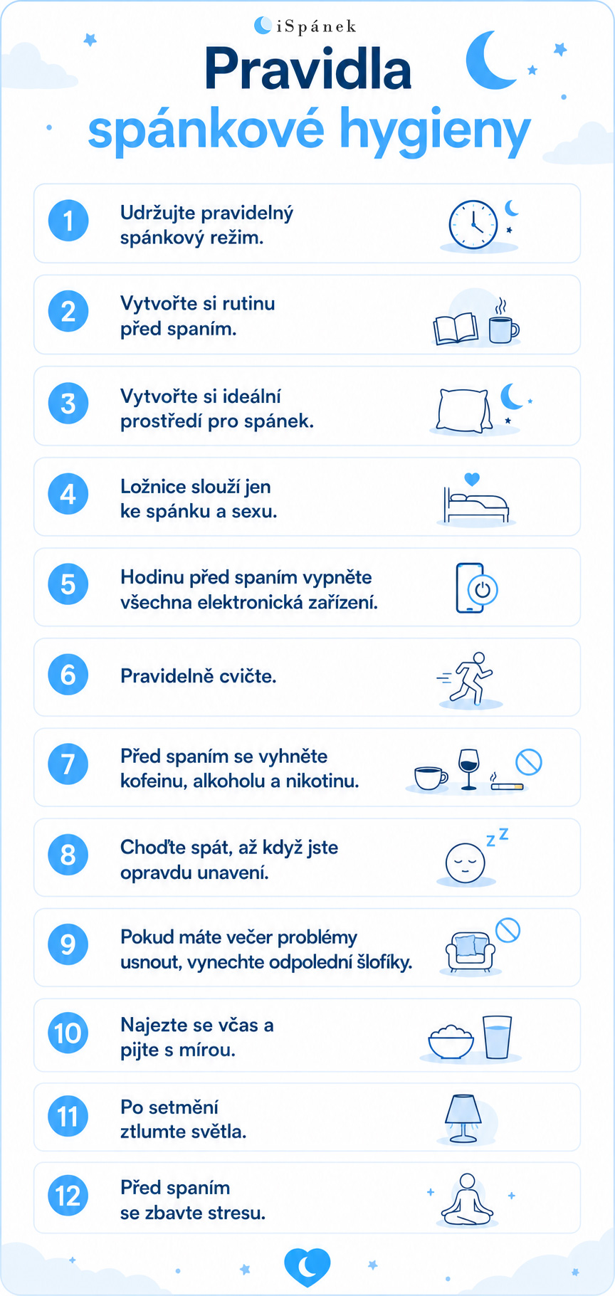 pravidla spánkové hygieny - infografika